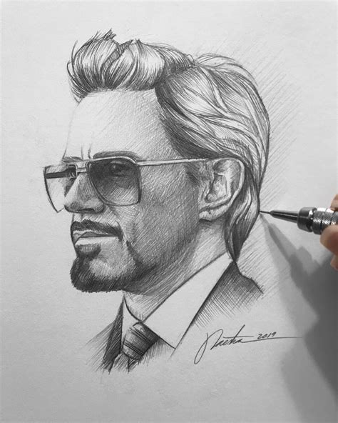Tony Stark Drawing Sketch Erposanocomiendoyjugando