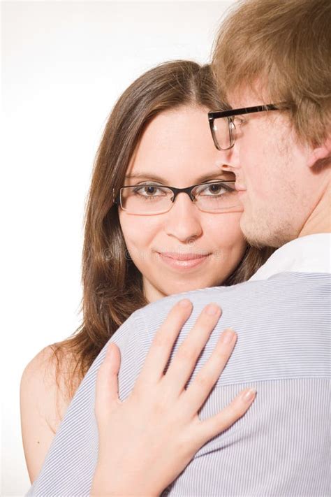 Happy Pair In Glasses In Frame Stock Image Image Of Successful Blue 9724857