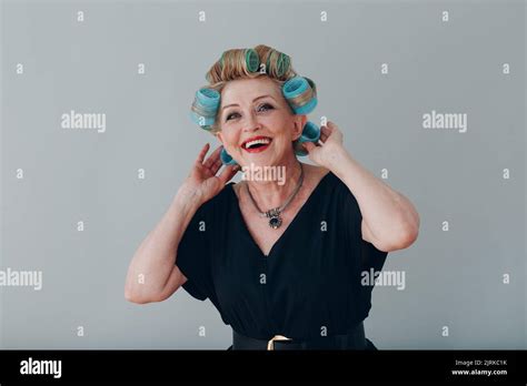 Old Lady Hair Rollers Hi Res Stock Photography And Images Alamy