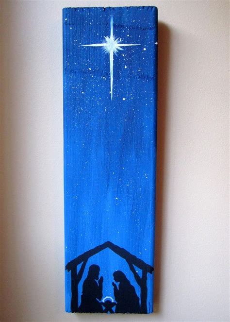 Elegant Nativity Painting Wooden Nativity Scene Christian Etsy