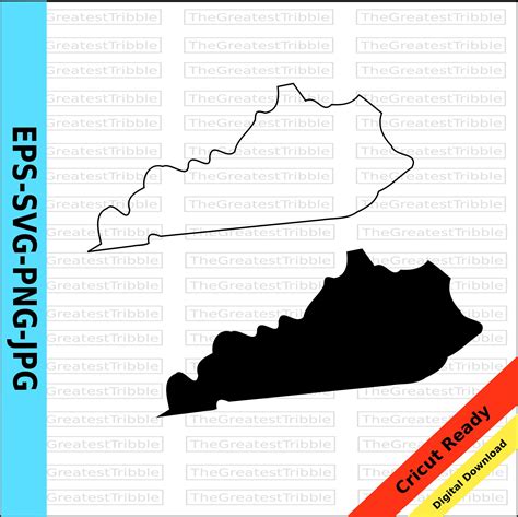Kentucky State Map Svg Png  Eps Vector Graphic Clip Art Etsy