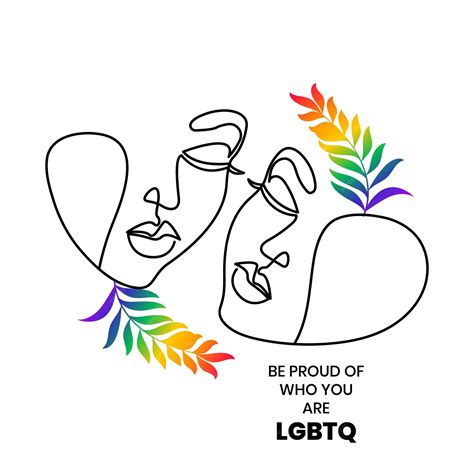 premium vector minimalistic one line art of transgender or lesbian face with rainbow color
