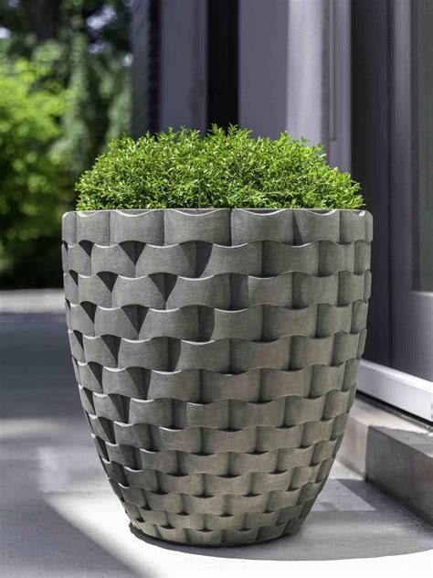 M Weave Round Planter Tall Planters Outdoor Planters Diy Flower Pots
