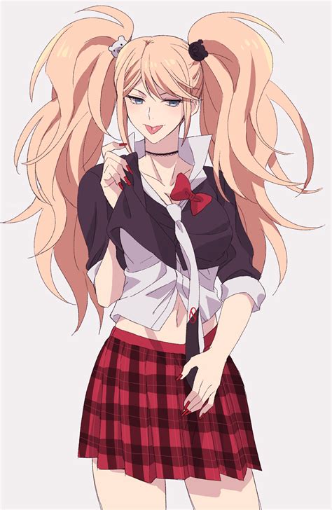 Safebooru 1girl Blue Eyes Bow Breasts Cleavage Dangan Ronpa Dangan Ronpa 1 Enoshima Junko Hair