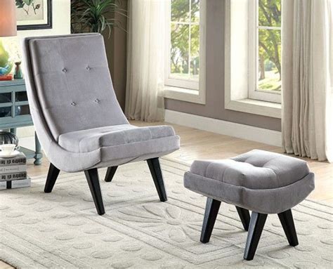 Giantex wooden lounge chair with ottoman, modern accent armchair leisure chair with removable cushion, suitable for living room bedroom balcony, armchair and footstool set (gray). Esmeralda Transitional Gray Flannelette Accent Chair and ...