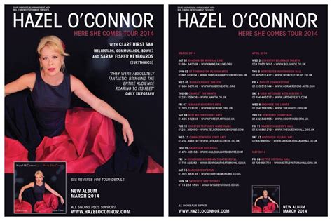 Hazel O Connor Here She Comes Tour And Album Out March