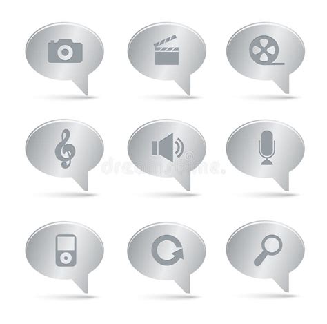 03 Silver Bubbles Multimedia Icons Stock Vector Illustration Of Icons
