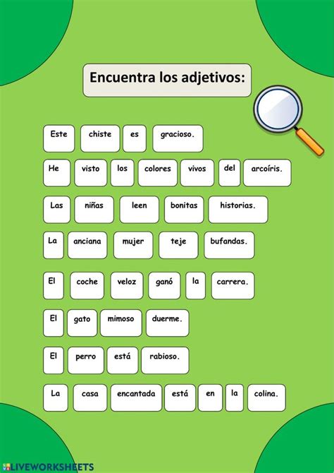 Ficha Online De Los Adjetivos Para Puedes Hacer Los Ejercicios