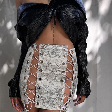 Doreenbow New Fashion Women Summer Skirts Female Lace Up Hollow Out Bandage Mini Skirt Sexy Club