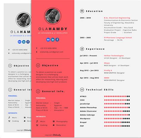 Creative professionals in particular can go the extra mile to make an impression. 10 Best Free Resume (CV) Templates in Ai, Indesign & PSD ...