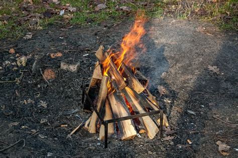 Open Air Barbecue Camp Fireplace Stock Image Image Of Material