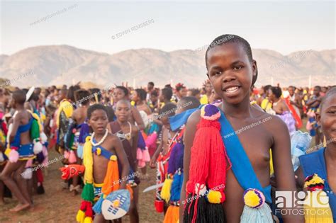 Ludzidzini Swaziland Africa Annual Umhlanga Or Reed Dance Ceremony In Which Up To 100