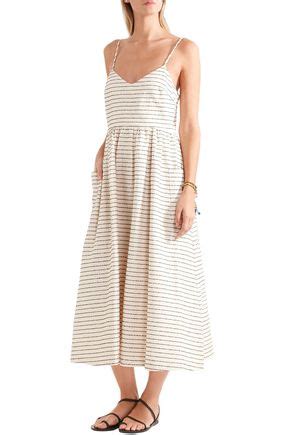 Striped Basketweave Cotton Blend Midi Dress Mara Hoffman Sale Up To Off The Outnet