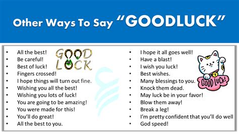 50 Other Ways To Say Good Luck Good Luck Synonyms Englishilm