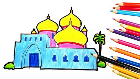 List of beautiful mosques in singapore reference for. Cara Mewarnai Gambar Pemandangan Masjid | Kartun Anak ...
