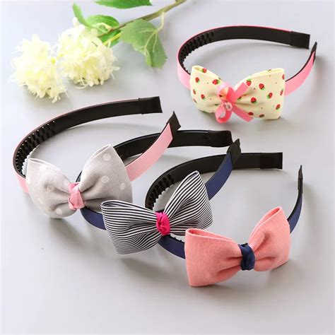 Fashion Children Plastic Headband Cute Big Bows Flower Spot Hairband