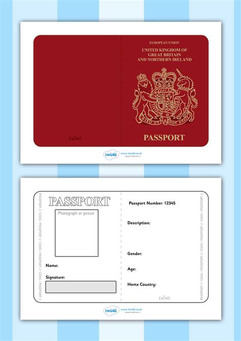 Twinkl Resources British Passport Template Printable Resources For Primary EYFS KS And