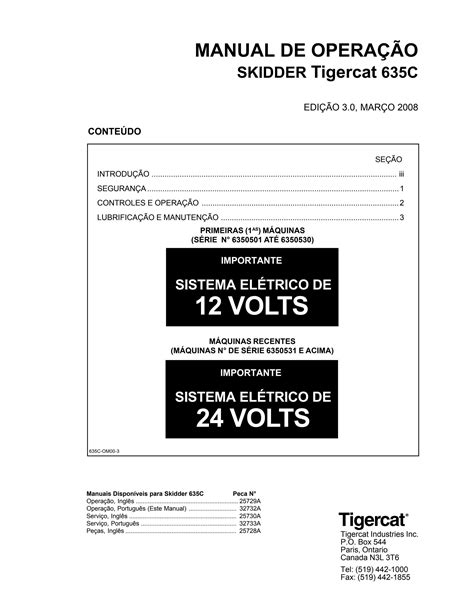 Tigercat 635C SKIDDER MANUAL DE OPERAÇÃO PDF DOWNLOAD Portuguese by
