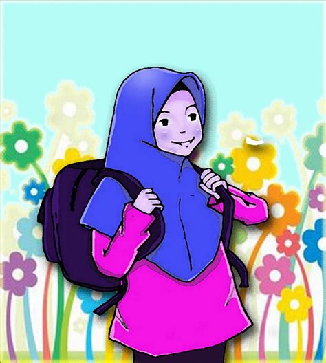Gambar Kartun Anak Berangkat Sekolah Gambar Muslimah Smp Di Rebanas