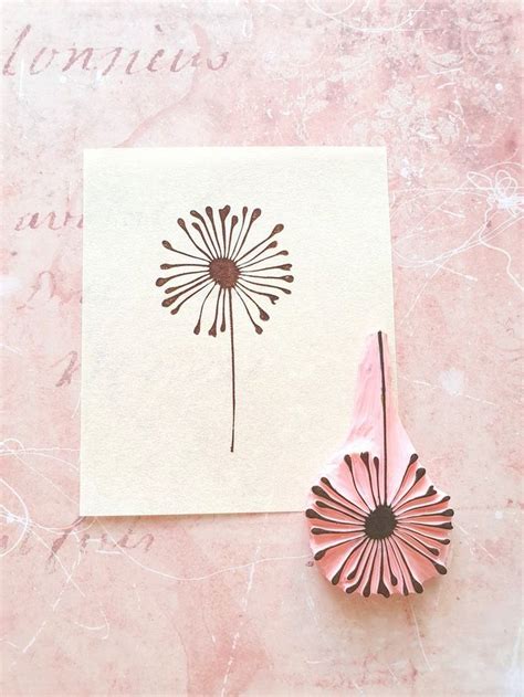Dandelion Rubber Stamp For Bullet Journal Blossom Flower Etsy