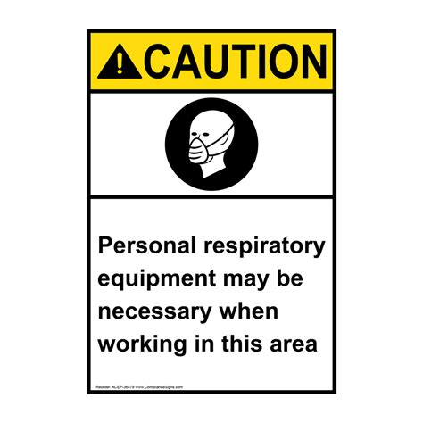 Portrait Ansi Personal Respiratory Sign With Symbol Acep 36479