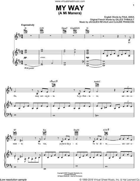 My Way A Mi Manera Sheet Music For Voice Piano Or Guitar Pdf