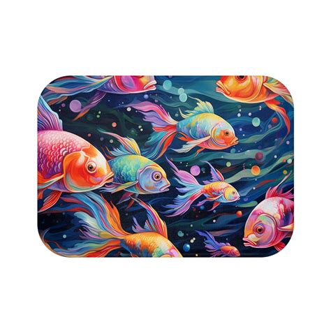 Rainbow Fish Bath Mat Etsy
