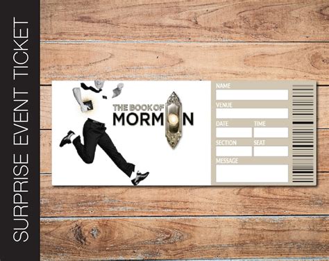 Printable The Book Of Mormon Broadway Surprise Ticket Etsy