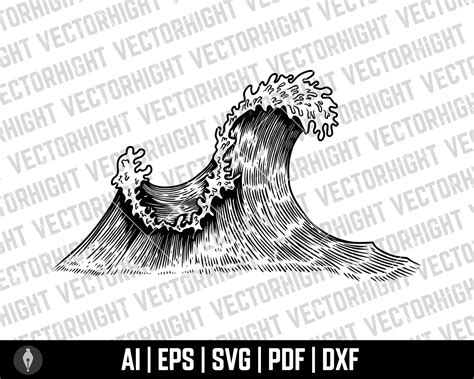 Sea Waves Clipart SVG Ocean Wave Shape Ai Eps Pdf Dxf Etsy