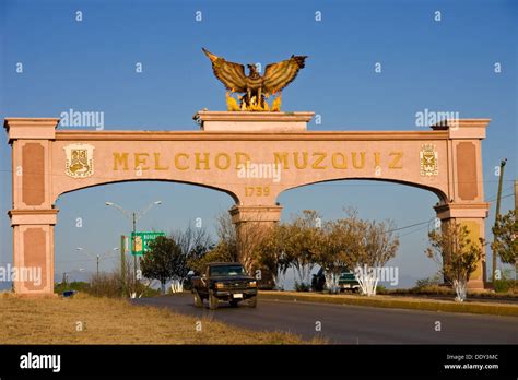 Entrance Gate Of The City Of Múzquiz Múzquiz Coahuila Mexico Stock
