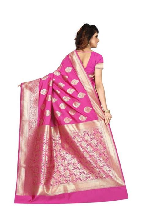 Rani Pink Woven Banarasi Art Silk Saree With Blouse Shoppershopee