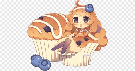 Chibi Muffin Anime Drawing Food Chibi Eating Blueberry Png Pngegg