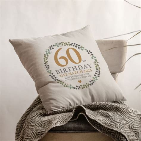 Personalised Luxury 60th Birthday Beige Cushion The T Experience