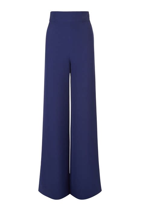 Aqaq Belair Wide Leg Trousers With High Waist · Pariot Navy Blue