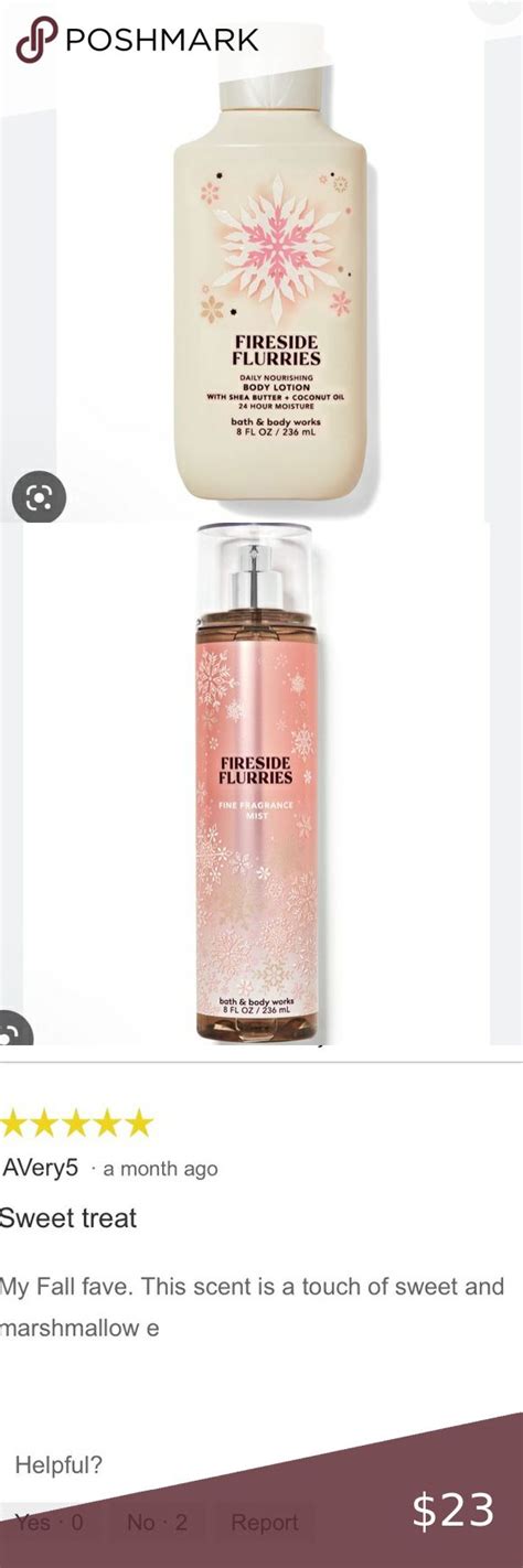 Bath Body Works Fireside Flurries Fine Fragrance Mist Body Lotion In Bath And