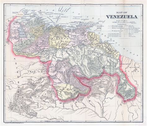 Large Scale Old Political Map Of Venezuela With Relief 1900