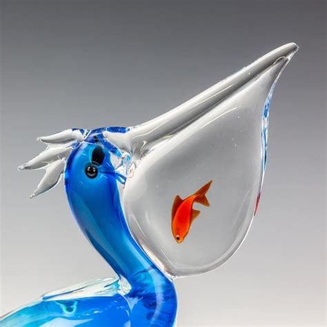 Sold Price Murano Italian Art Glass Pelican W Fish Sculpture May 3