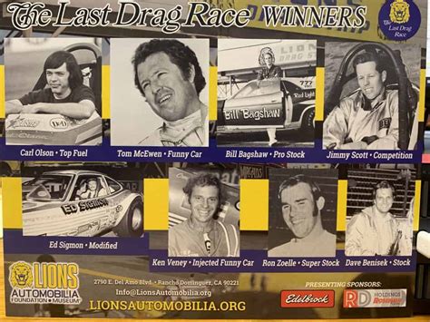 Lions Last Drag Race Winners And Hall Of Fame Hero Cards 2 Pc Set