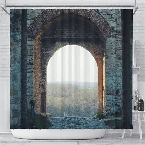 Castle Gate Shower Curtain Bathroom Decor Rock Wall Home Etsy