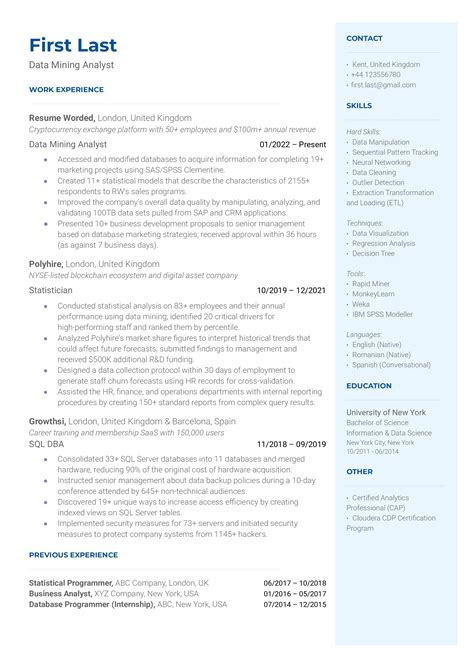 2 Data Mining Resume Examples for 2023 | Resume Worded