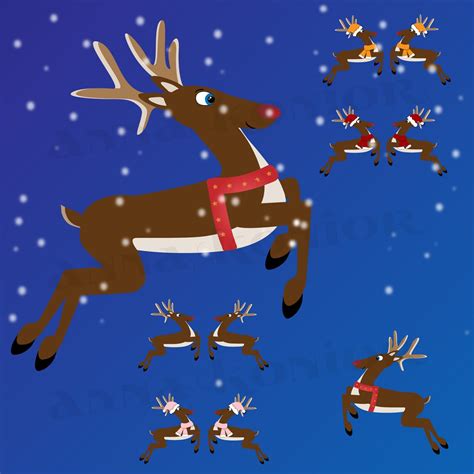 Reindeer Clip Art Christmas Reindeer Vector Graphics  Etsy