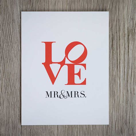 Love Mr And Mrs Card For Engagement Or Wedding