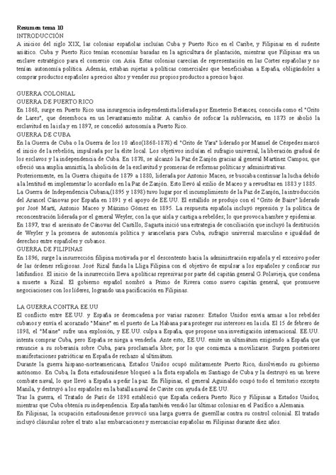 Bloque 10. Tema - apuntes historia - Resumen tema 10 INTRODUCCIÓN A