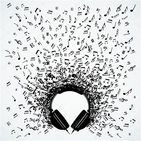 Music Notes From Headphones Isolated Design Stock Vector Image By