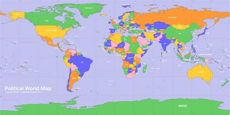 Dunya Dilsiz Haritasi Kitalar Renkli Büyük Boy Dünya Ülkeler Haritası