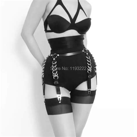 sexy punk rock gothic handcrafted hardcore d metal body bondage waist cincher leather harness