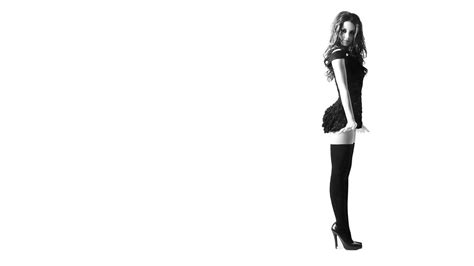 Wallpaper White Women Monochrome Model Simple Background High Heels Actress Stockings