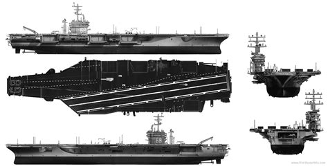 USS CVN 68 Nimitz Aircraft Carrier 2005 Drawings Dimensions