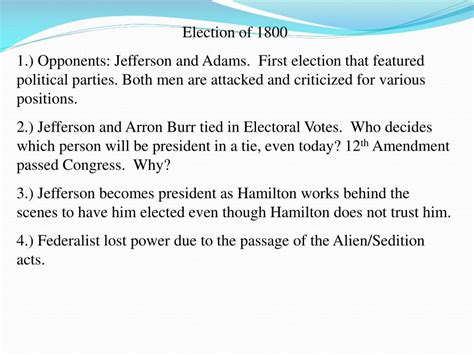 Ppt John Adams Presidency Election Of 1796 The Beginning Of