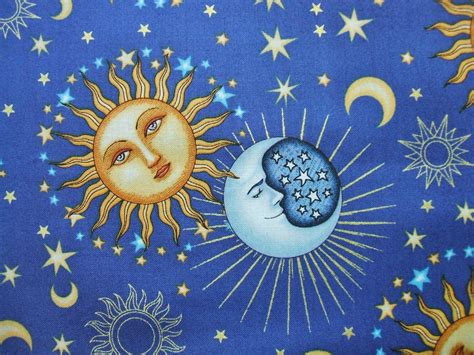 Celestial Sol Sun Moon Stars Blue Dan By Aliceinstitchesarts
